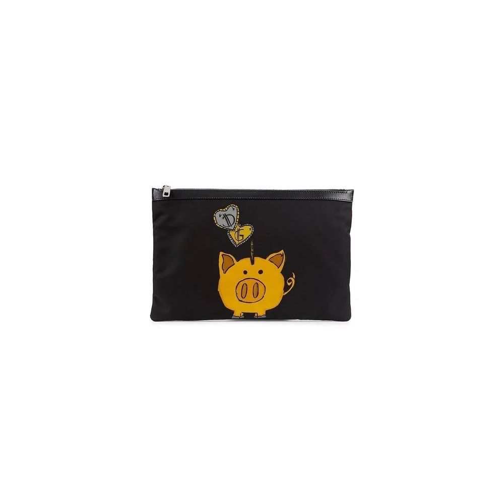 

Элегантный нейлоновый клатч с кожаными вставками Dolce & Gabbana, черный