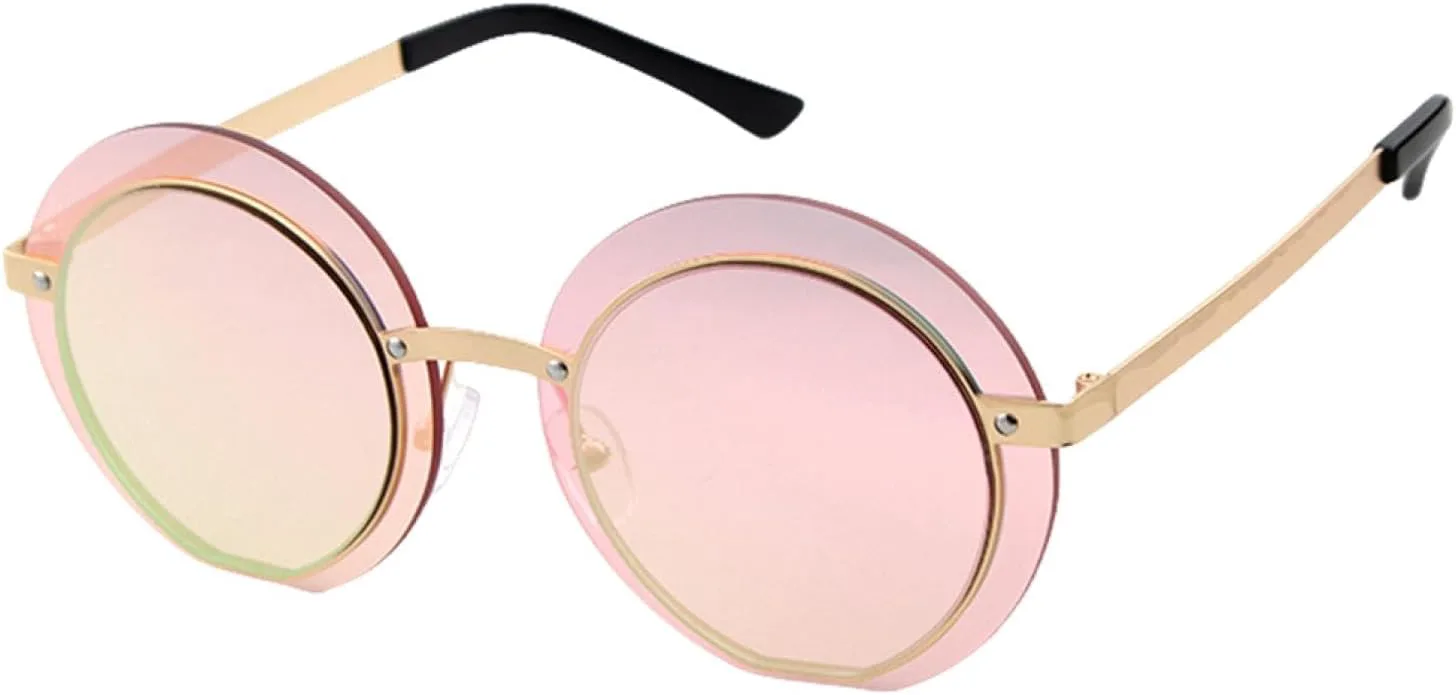 

Футуристические большие круглые солнцезащитные очки для женщин и мужчин в стиле ретро для фестивалей, зеркальные солнцезащитные очки с двойными линзами WNCKSQ, C7