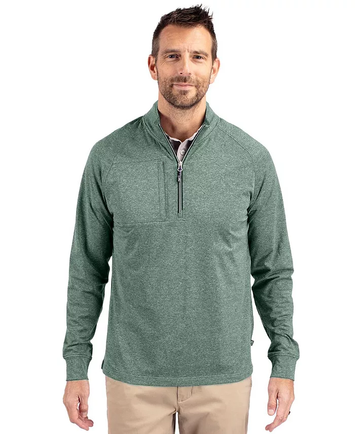 

Мужской вязаный половинный свитер Adapt Eco Knit Heather с молнией Cutter & Buck, зеленый