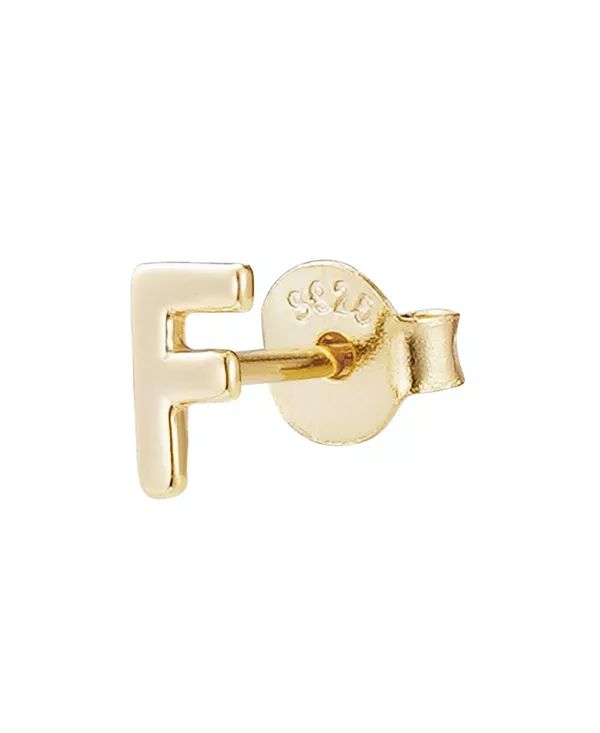 

Серьга-Гвоздик с инициалом из стерлингового серебра 925 пробы, 14 карат Adornia Fine, gold-f