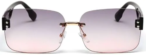 

Ретро-очки без оправы прямоугольной формы для женщин, винтажные солнцезащитные очки с алмазной огранкой для мужчин, классические винтажные очки UV400 MTZJH, Black Tea