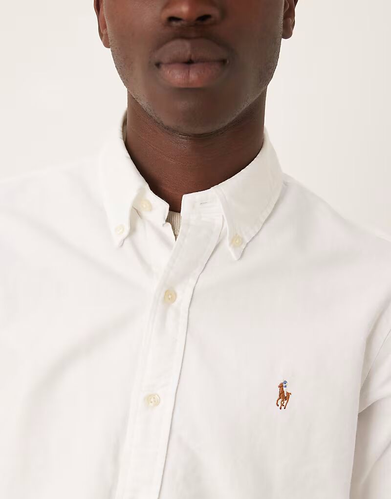 Рубашка Polo Ralph Lauren Custom Fit Oxford белого цвета — фото 3