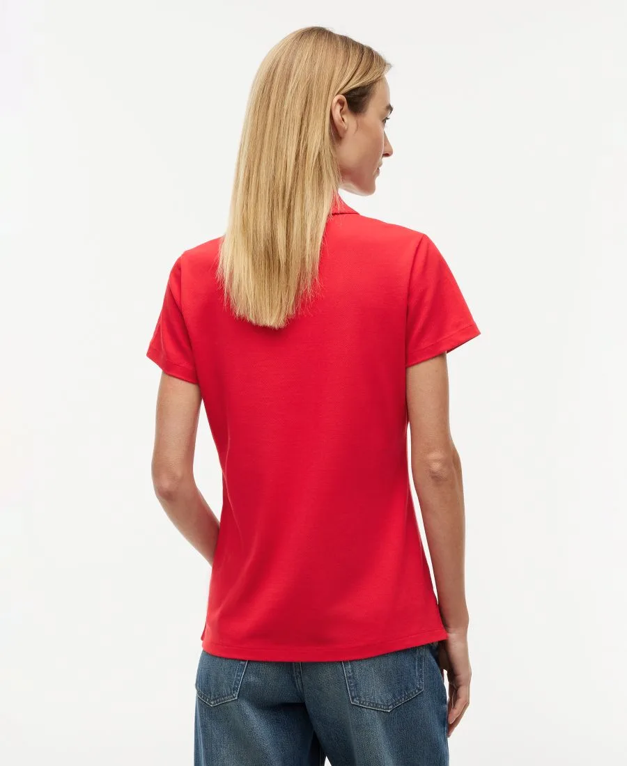 Классическая женская футболка-поло с коротким рукавом из пике Tommy Hilfiger, primary красный — фото 4