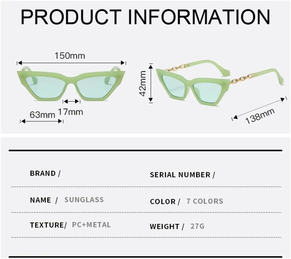 

Женские солнцезащитные очки 2027 года, модные, квадратной формы, с металлическими дужками и цепочкой, маленькая оправа, черные с фиолетовыми линзами MTZJH, Pink Brown