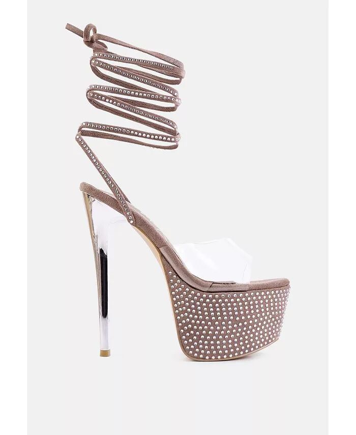 Туфли Sugar Mom Strappy Diamante Platform High Heels London Rag, коричневый/бежевый