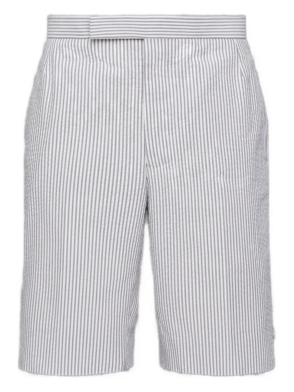 

Классические шорты средней длины из серо-серого жатого хлопка с задней регулировкой THOM BROWNE, серый