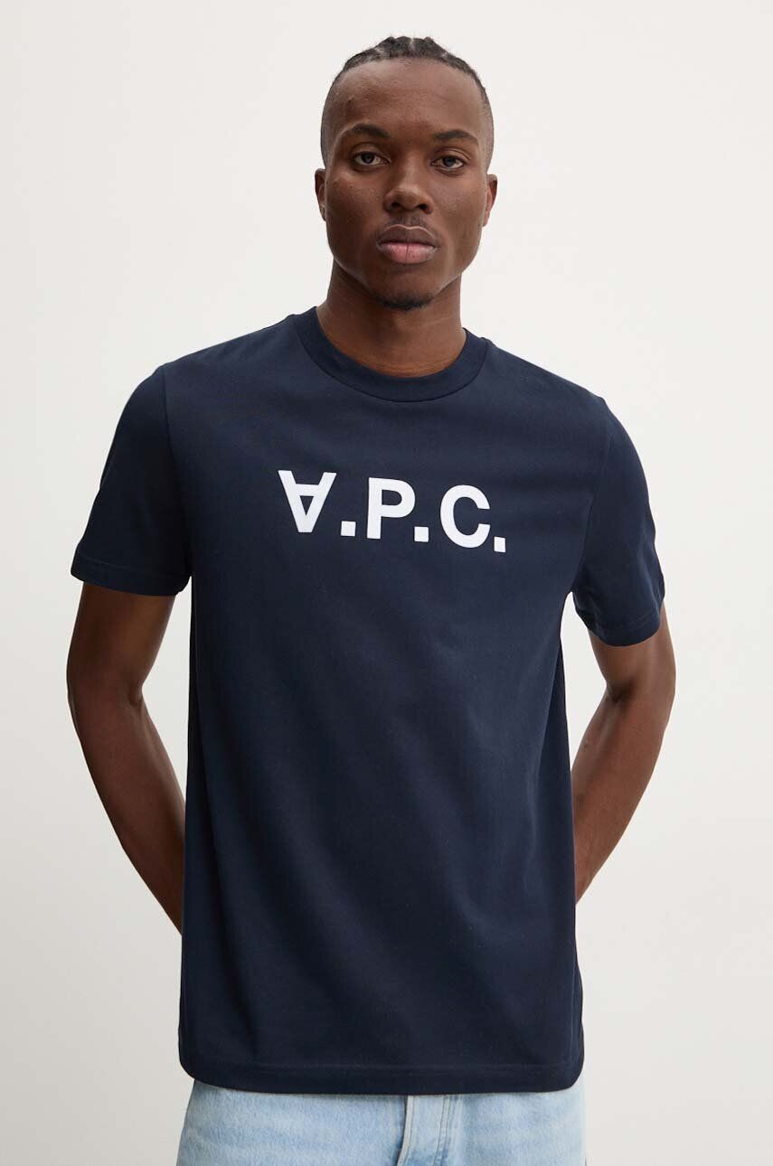 

Хлопковая футболка стандартная футболка grand vpc GOTS A.P.C., темно-синий