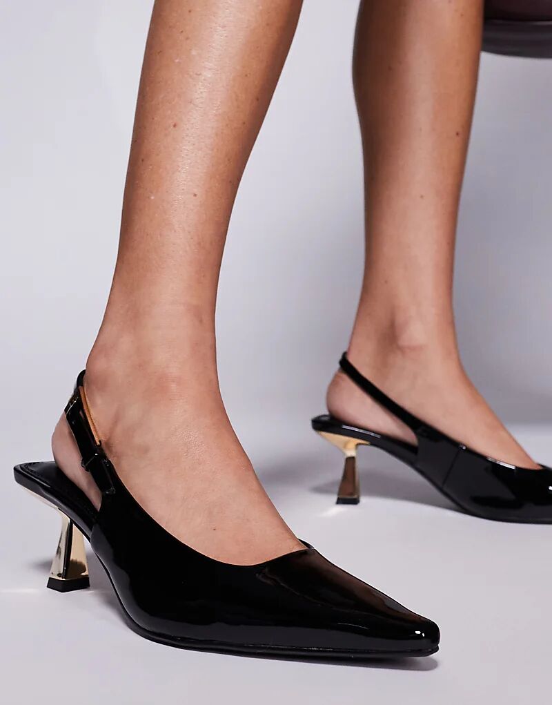 Туфли Simmi London June с острым носком и каблуком-рюмочкой черного цвета из лака SIMMI Shoes — фото 4