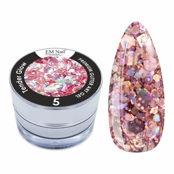 

EM Nail Paint Premium Glitter Art Gel Tender Glow 5 SADOX