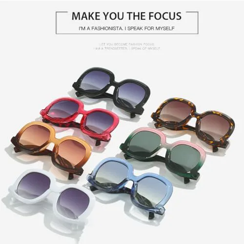 

Винтажные солнцезащитные очки с градиентным переходом цвета, модные, большие, квадратные, конфетных оттенков, стильные для женщин MTZJH, Black-gradient Grey