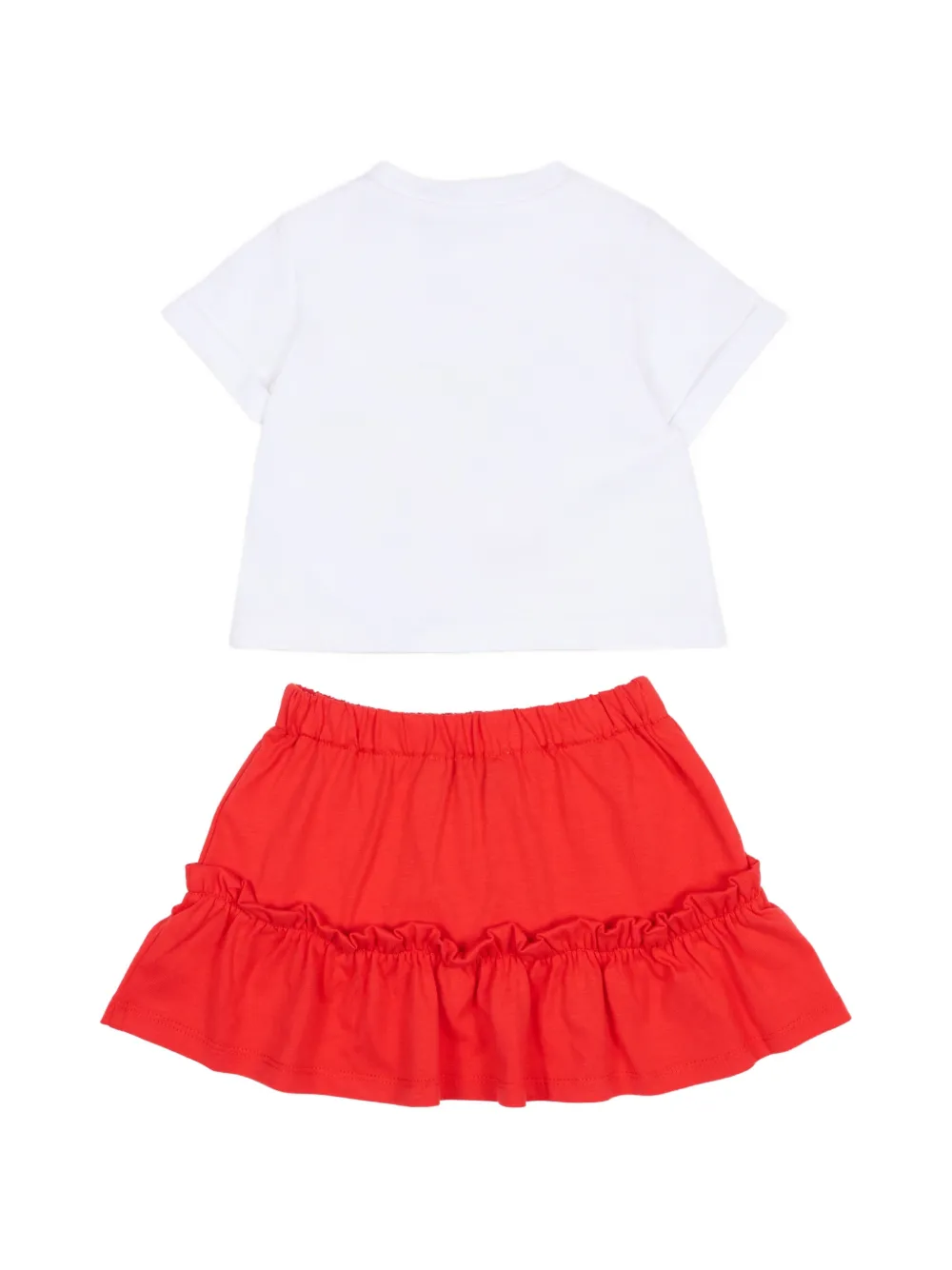 Комплект с юбкой с оборками и принтом логотипа Moschino Kids, белый — фото 2