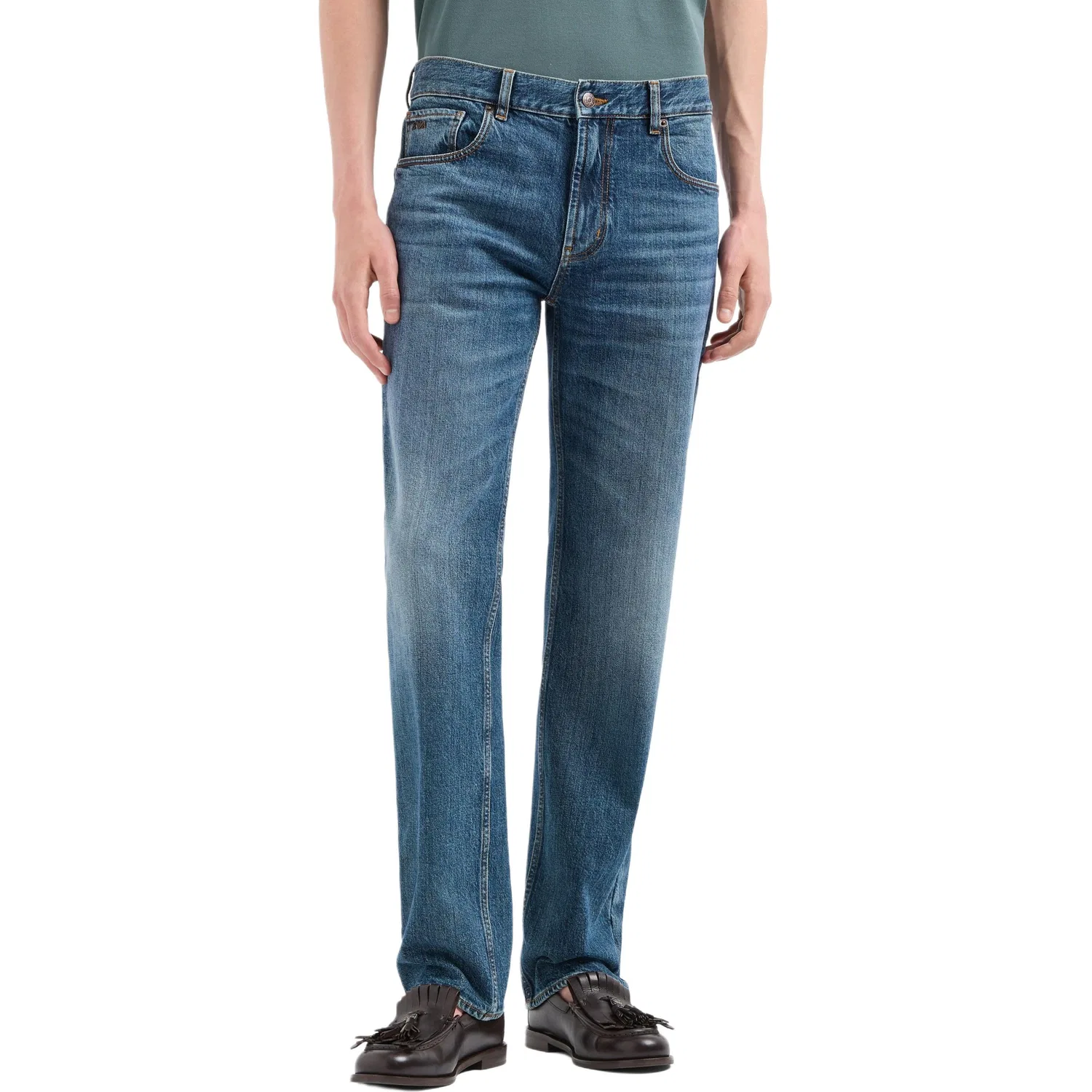 Джинсы J76 Straight fit Washed denim EMPORIO ARMANI, Blue — фото 3