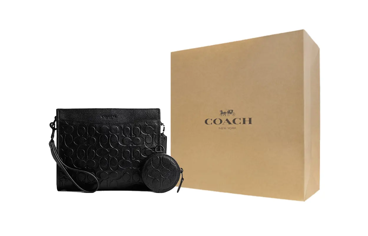 

COACH Кожаная наплечная сумка через плечо среднего размера мужская черная