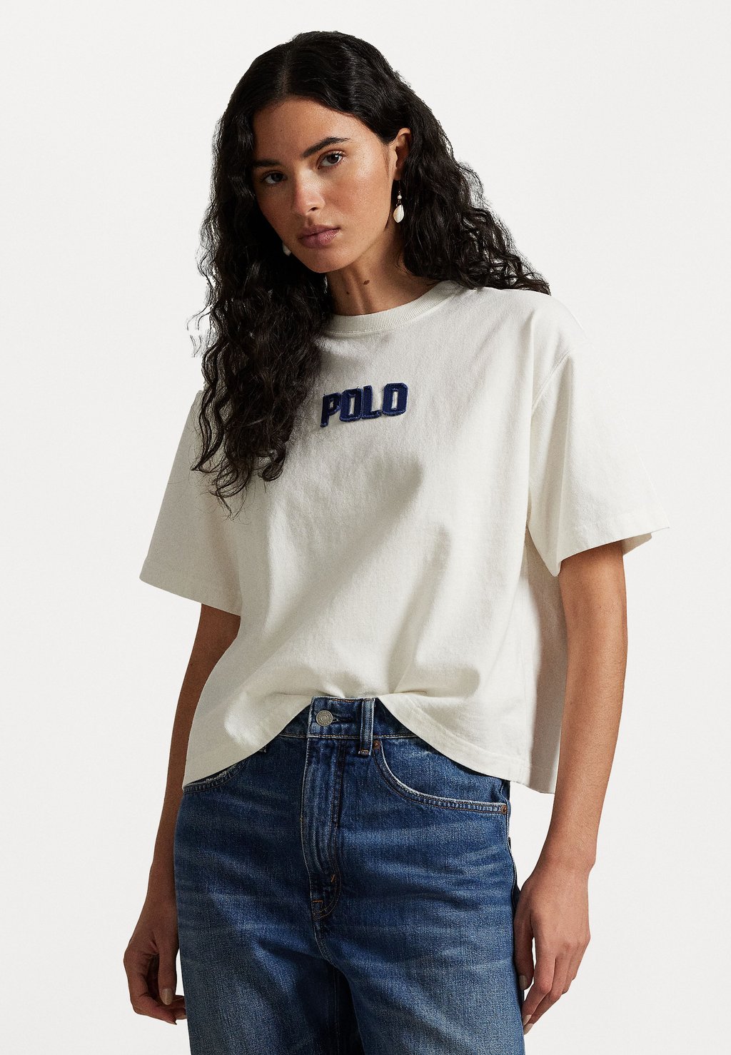 

Футболка с принтом JERSEY KNIT T-SHIRT Polo Ralph Lauren, белый
