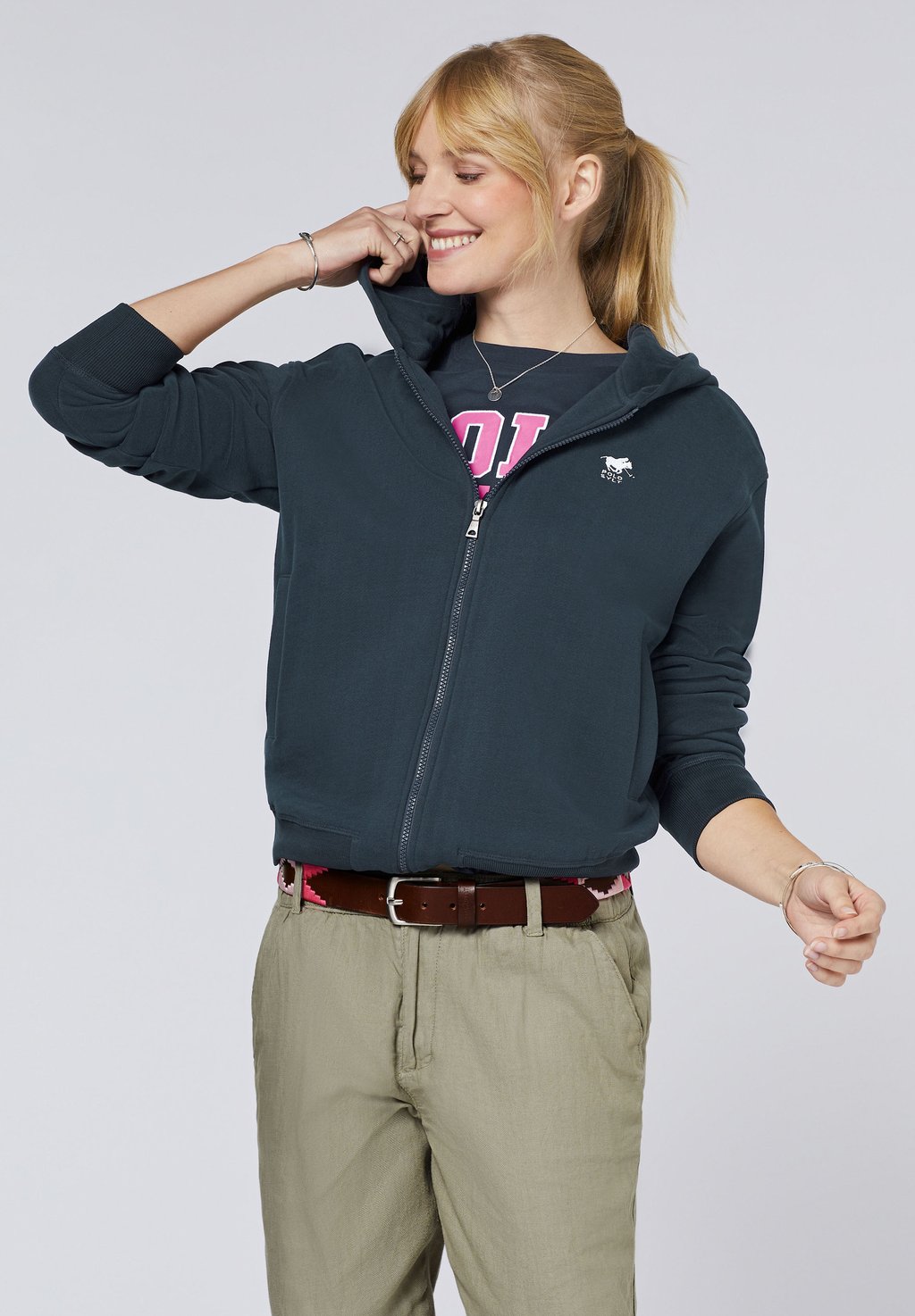 

Толстовка на молнии MIT LOGO-UND BÜNDCHEN Polo Sylt, черный