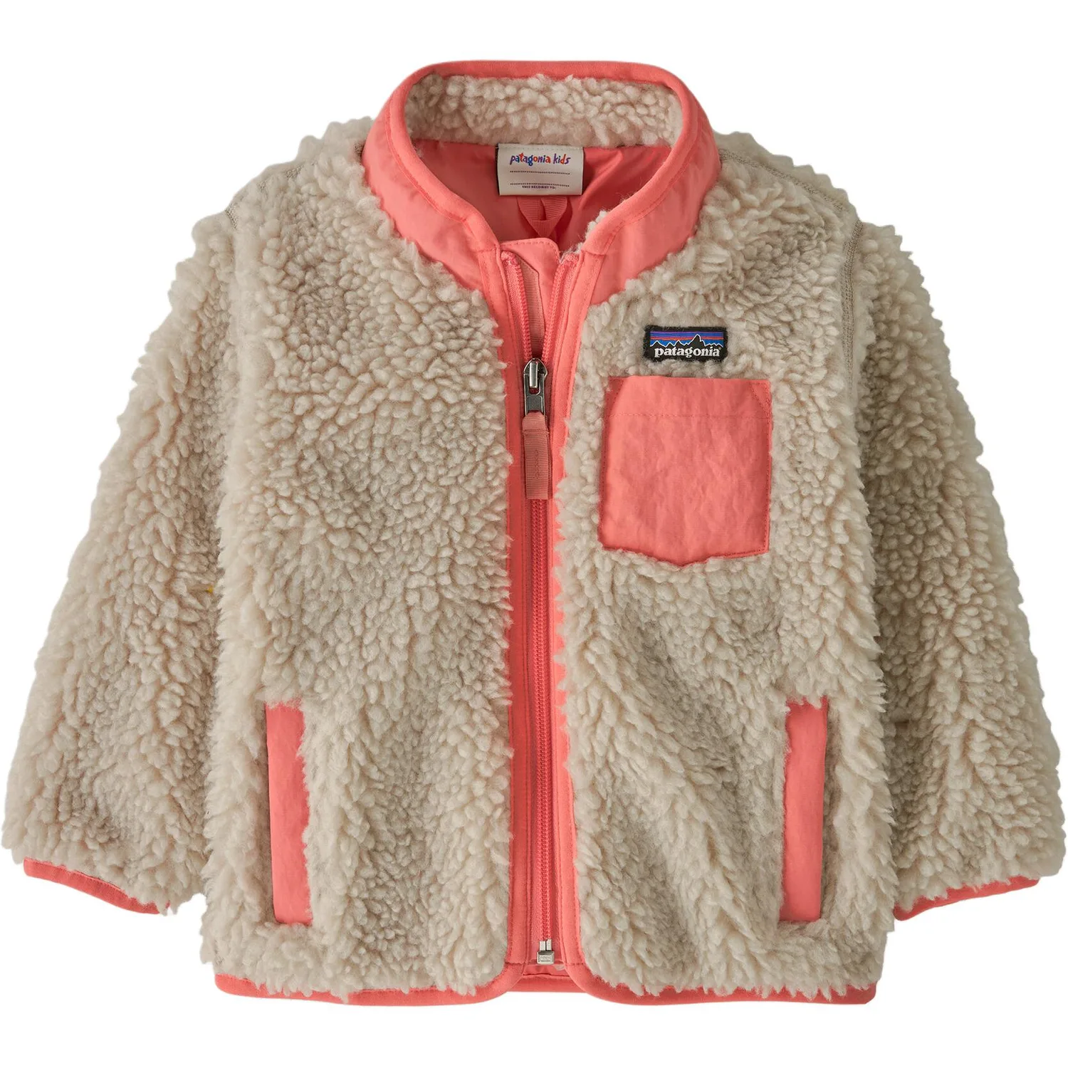 Детская куртка с воротником стойкой Patagonia, Natural/Bright Pink NLSP