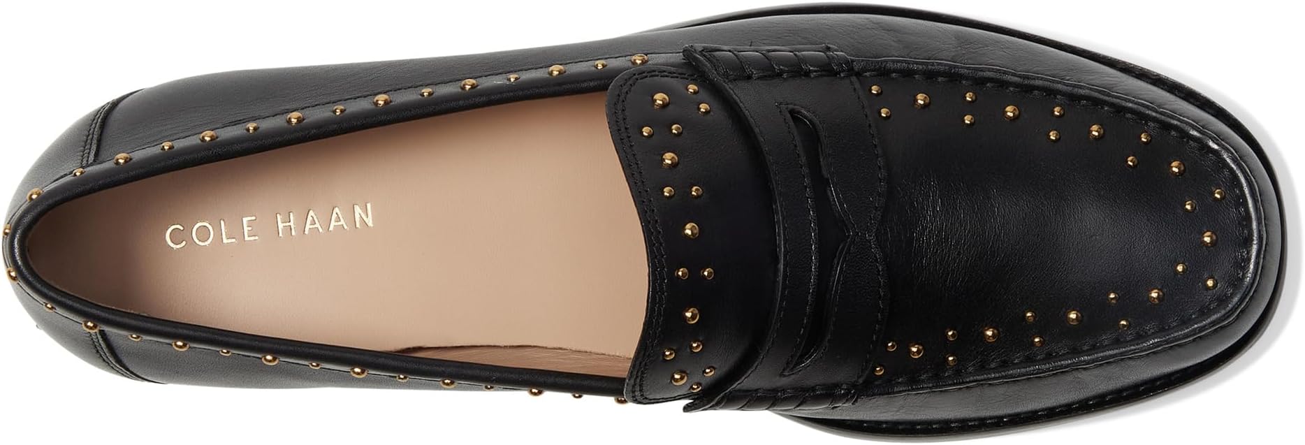 Лоферы Cole Haan Women's Lana Lux Penny Loafers Remastered, Black Suede/Gold Studs — фото 2