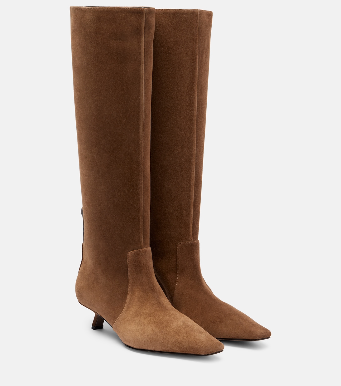 Сапоги Monili из замши до колена Brunello Cucinelli, Sesamo