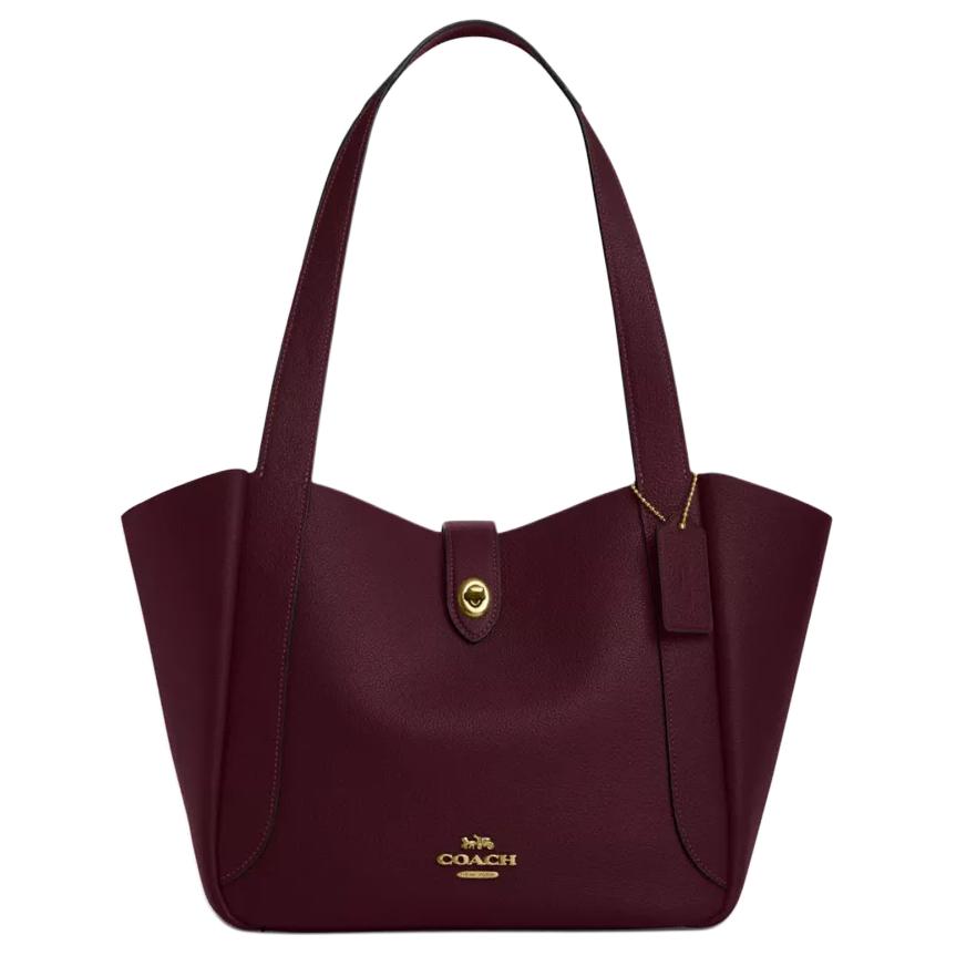 

COACH Кожаная сумка HadleyTurnlock, шоппер, большая женская сумка через плечо бордового цвета