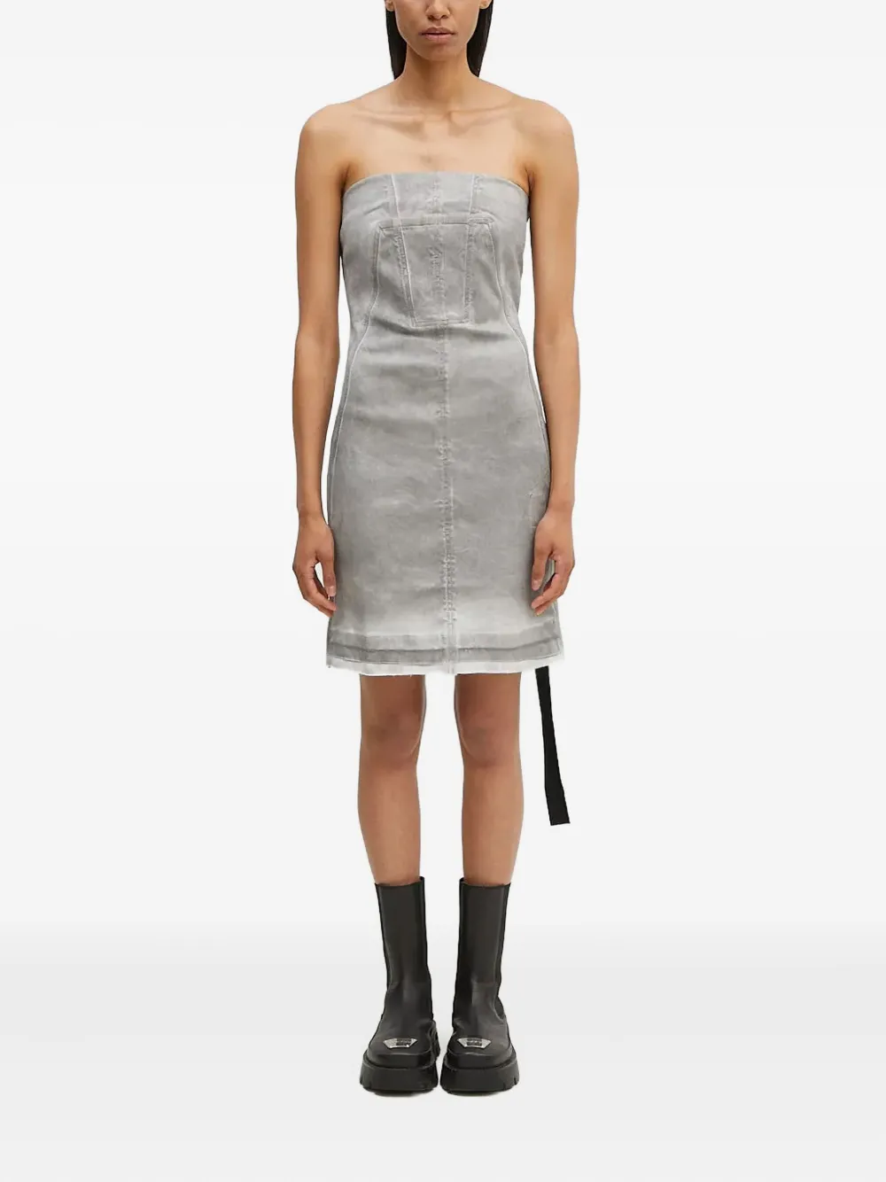

Платье миди без бретелек с декоративными швами Rick Owens DRKSHDW, серый