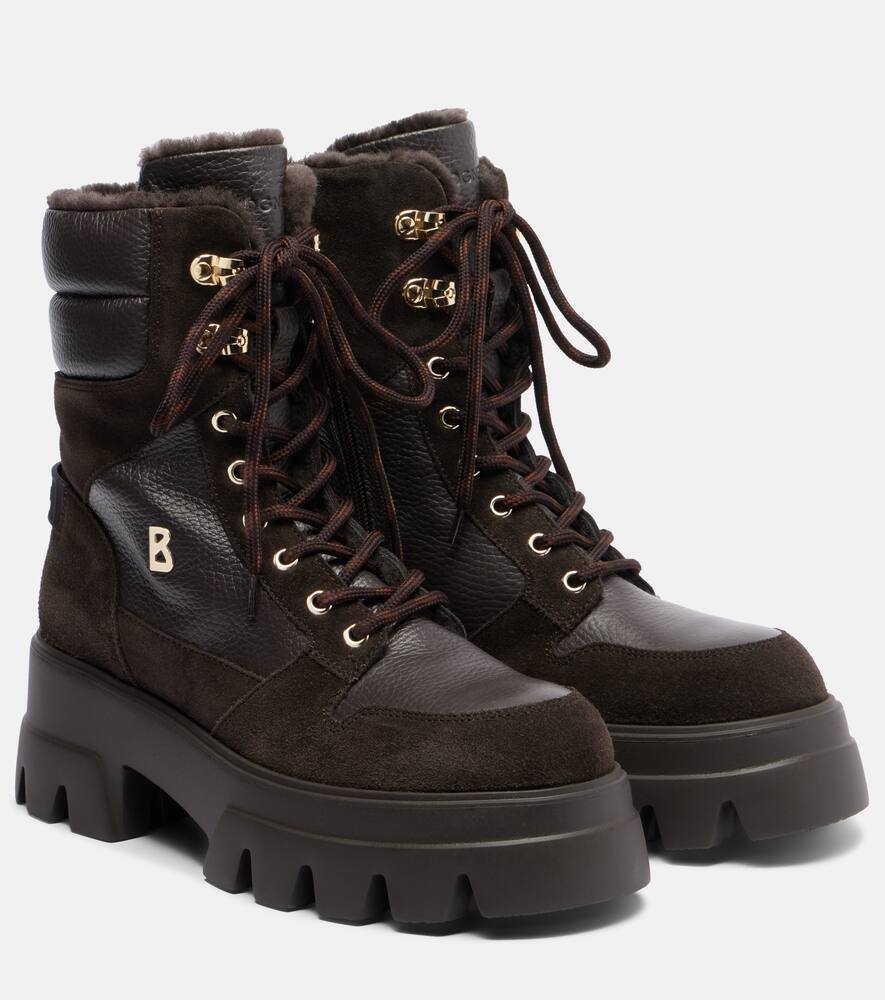 Саппоро замшевые ботинки на шнуровке с овчиной Bogner, Dark Brown