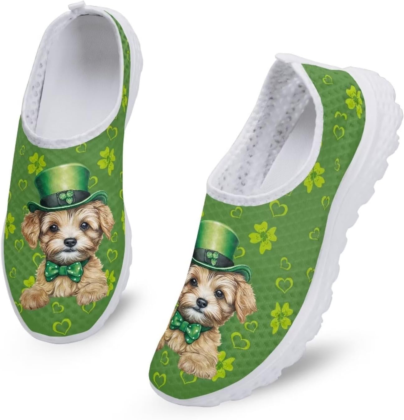 

Женские слипоны Kuiaobaty, мужские прогулочные кроссовки, модные кеды, спортивная повседневная обувь, легкие дышащие лоферы, St. Patrick's Day Theme Puppy