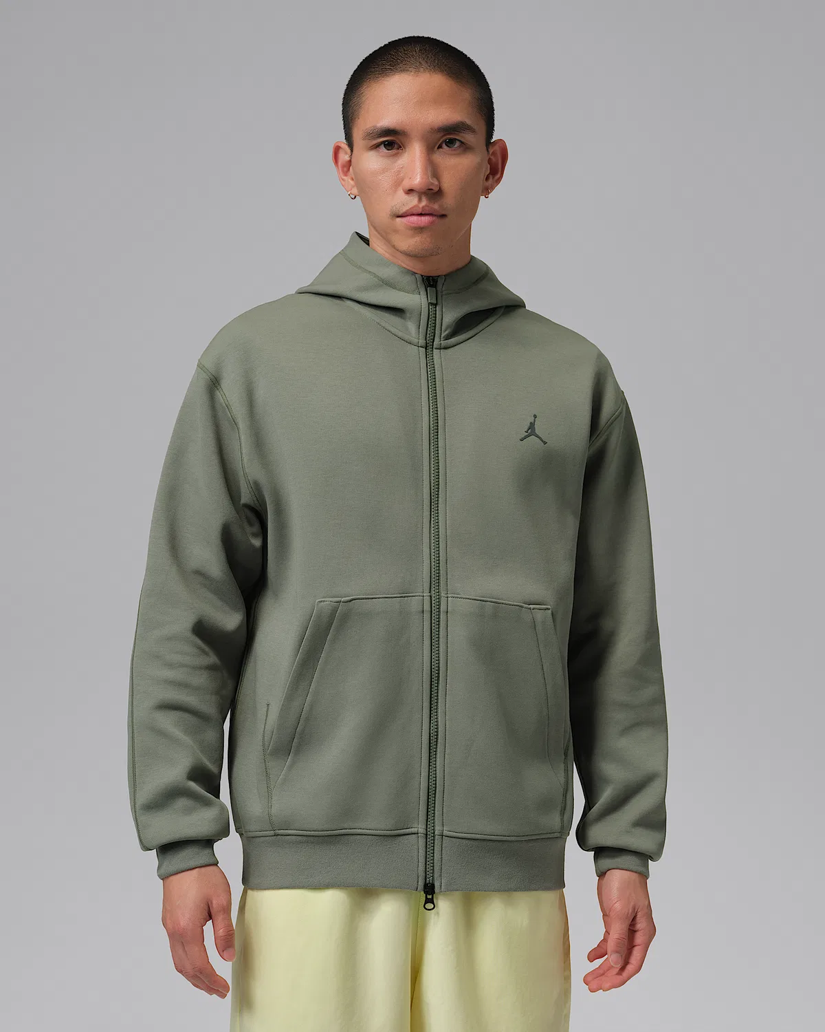 Мужская флисовая кофта Jordan Sport Hoop Fleece Dri-FIT на молнии, Vintage Lichen/Dark Shadow