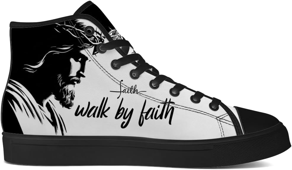 Кеды на высокой подошве chebing для мужчин и женщин, Faith Over Fear, с верхом из ткани, шнуровкой, повседневные, подарок для мужчин и женщин, белый — фото 4