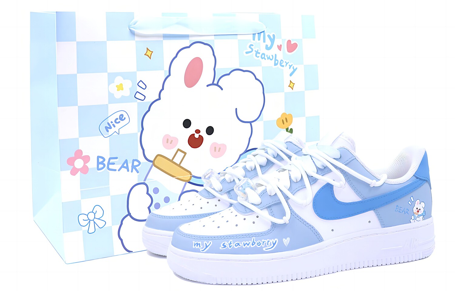 

Кроссовки Nike Air Force 1 Skateboarding Shoes Women's Low-top Blue/white, синий