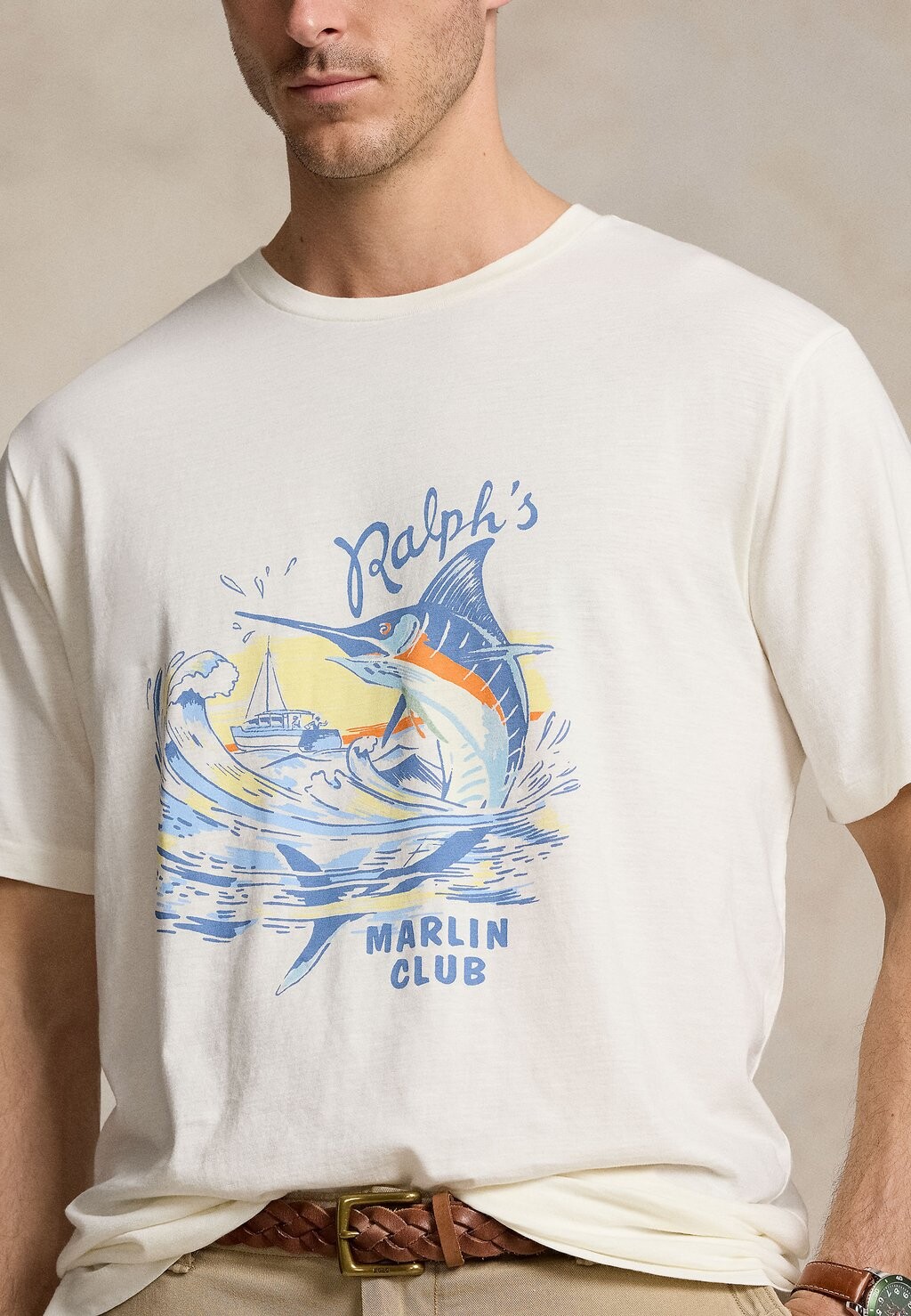 

Принт на футболке SLUB JERSEY GRAPHIC T-SHIRT Ralph Lauren, белый