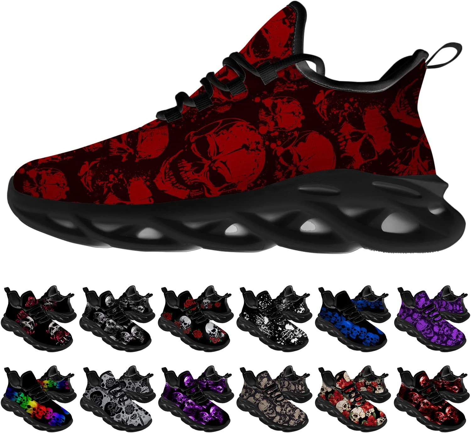 

Кроссовки Ciadoon Skull для мужчин и женщин, для бега по дороге, спортивные прогулочные, теннисные, атлетические кроссовки, подарок для мальчика и девочки, красный