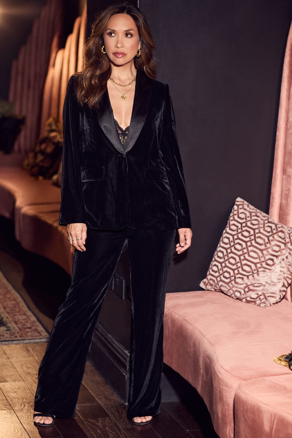 

Бархатный костюм брюки Myleene Klass, черный