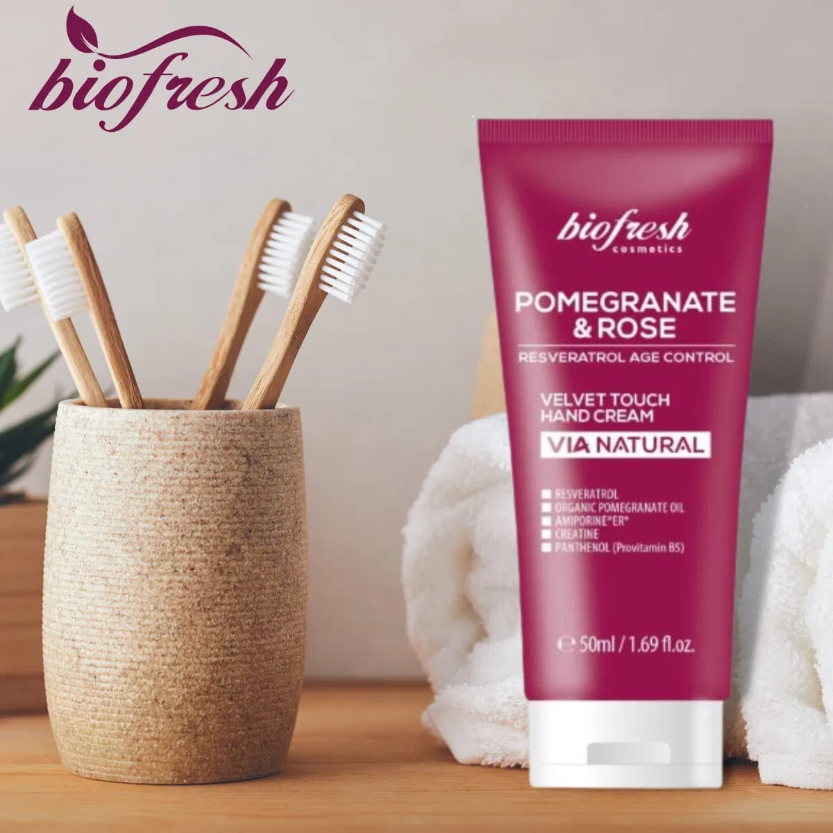 Крем для очень сухих рук Biofresh cosmetics Via Natural с гранатом и розовой водой, 50 мл Biofresh Cosmetics — фото 2