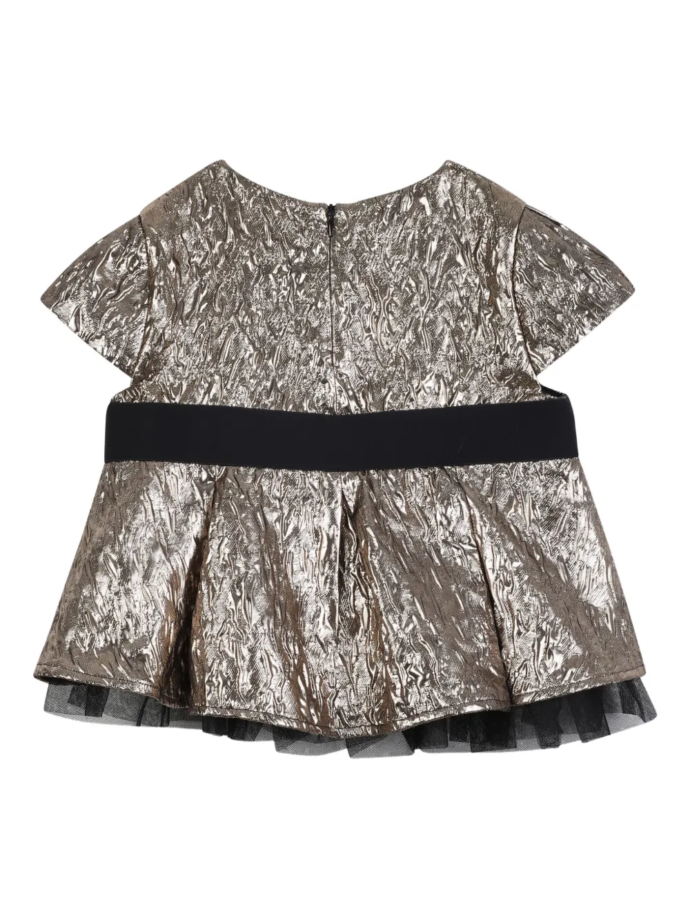 Плиссированный топ с эффектом металлик KARL LAGERFELD KIDS, золотой — фото 2