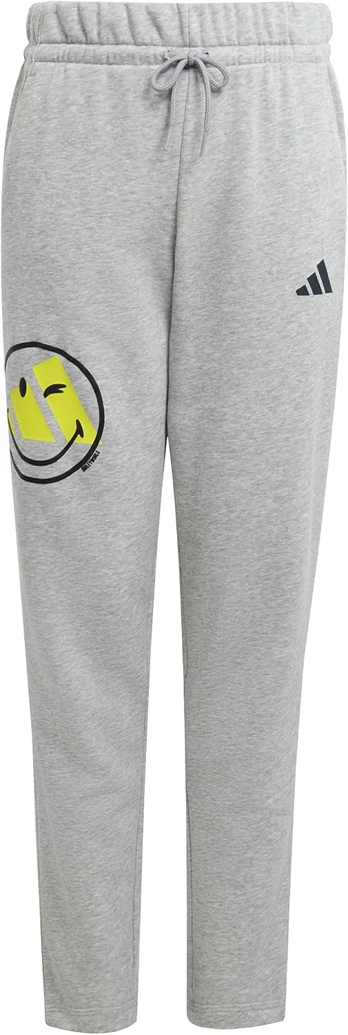 Детские спортивные штаны Adidas Originals Smiley World, Medium Grey Heather/Bright Yellow — фото 2