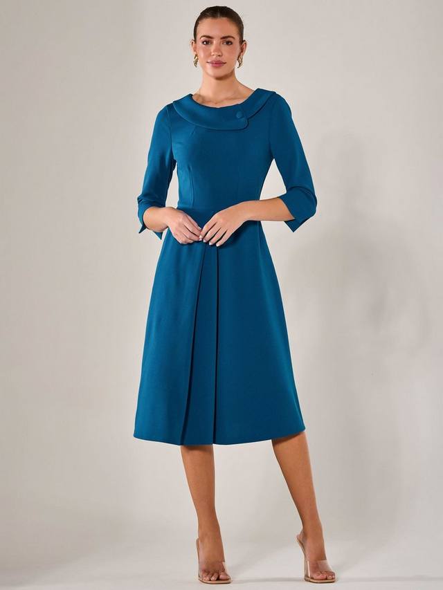 

Платье миди с длинными рукавами и отложным воротником Jolie Moi, Teal