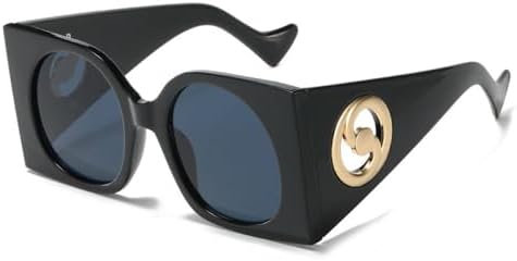 

Винтажные солнцезащитные очки «кошачий глаз» большого квадратного размера, модель 2026 года, для женщин, широкие, увеличенного размера, с розовым градиентом MTZJH, Black Gray