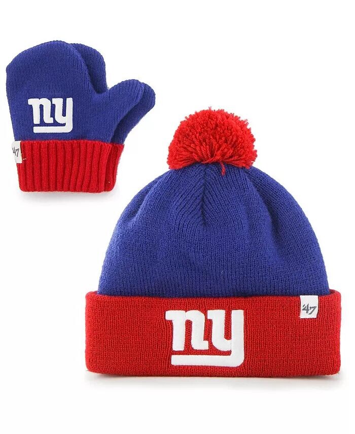 

Комплект унисекс Royal and Red New York Giants Bam Bam с манжетами, помпоном и варежками для малышей '47 Brand