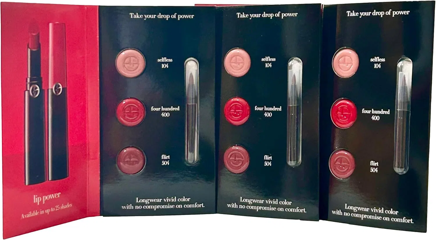 Помада GIORGIO ARMANI LIP POWER, оттенок красный, набор 3 мини-помады — фото 2