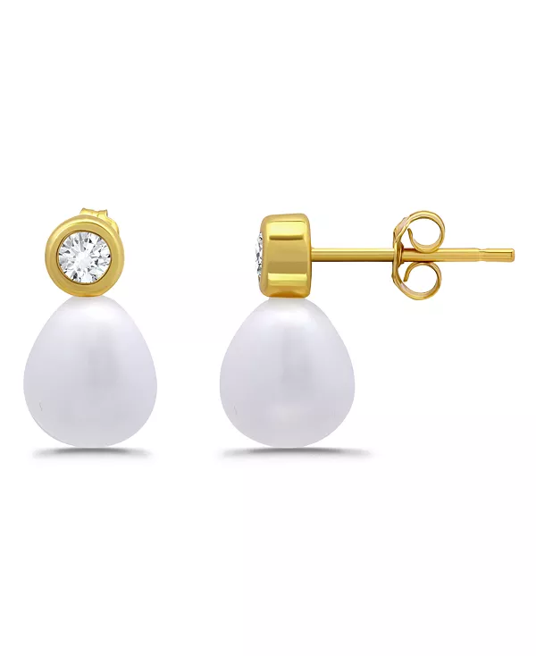 

Серьги-Гвоздики с подвесками из пресноводного культивированного жемчуга в форме капли и кубическим цирконием Macy'S, gold