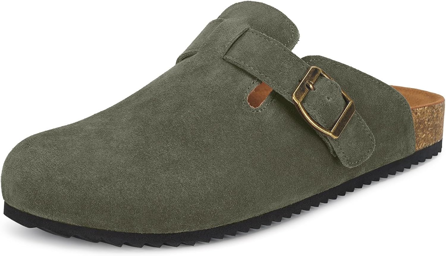 

Женские замшевые клоги, мужские мюли из натуральной кожи с пробковой стелькой и поддержкой свода стопы Intini, зеленый