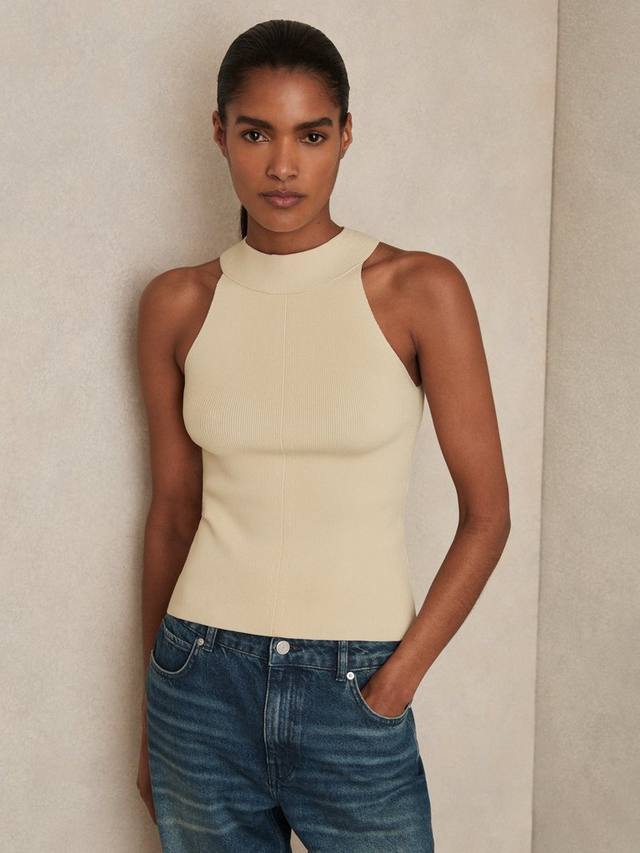 

Жилет Lacey с воронкообразным воротником из смесовой ткани Reiss, Ivory