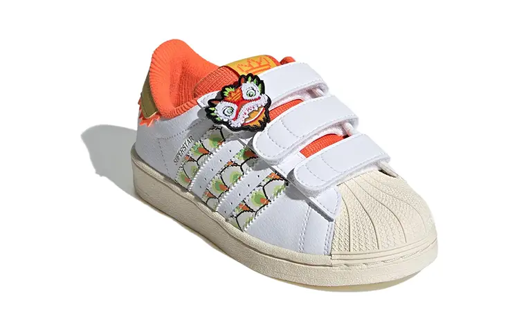 Детские кроссовки для скейтбординга adidas originals Superstar Series PS, White/Orange — фото 3