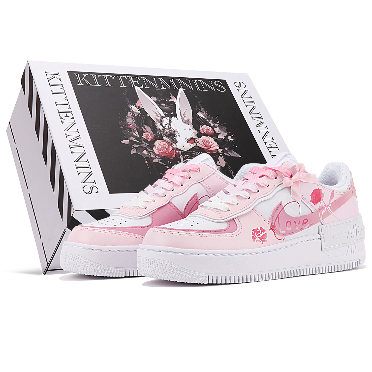 

Кроссовки Nike Air Force 1 Skateboard Shoes Women's Low-Top Pink/White, белый
