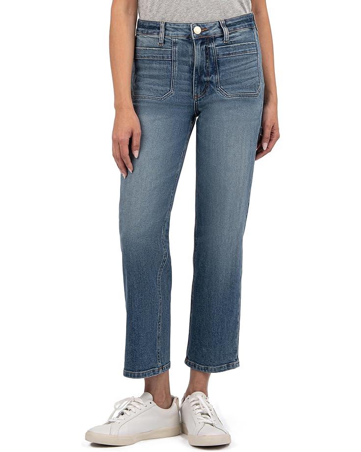 

Джинсы KUT from the Kloth Petite Elizabeth High-Rise Straight Leg Front Inset Pockets in Clarity, цвет Clarity