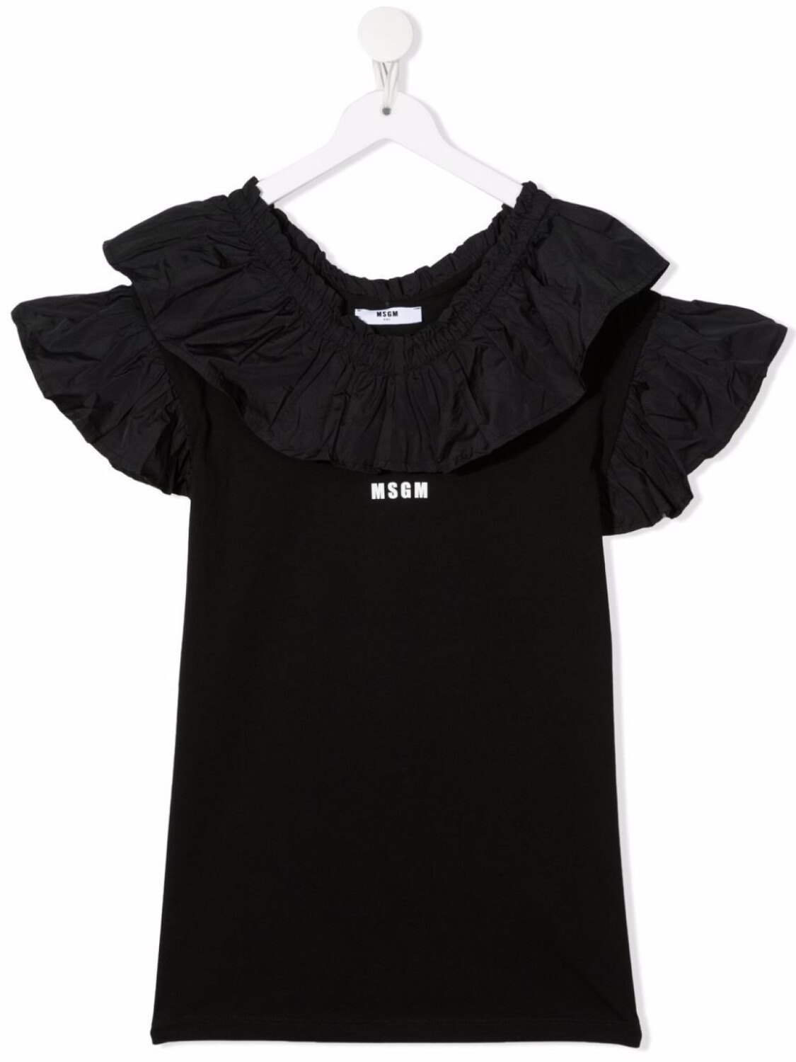 

MSGM Kids платье-футболка с оборками и логотипом, черный