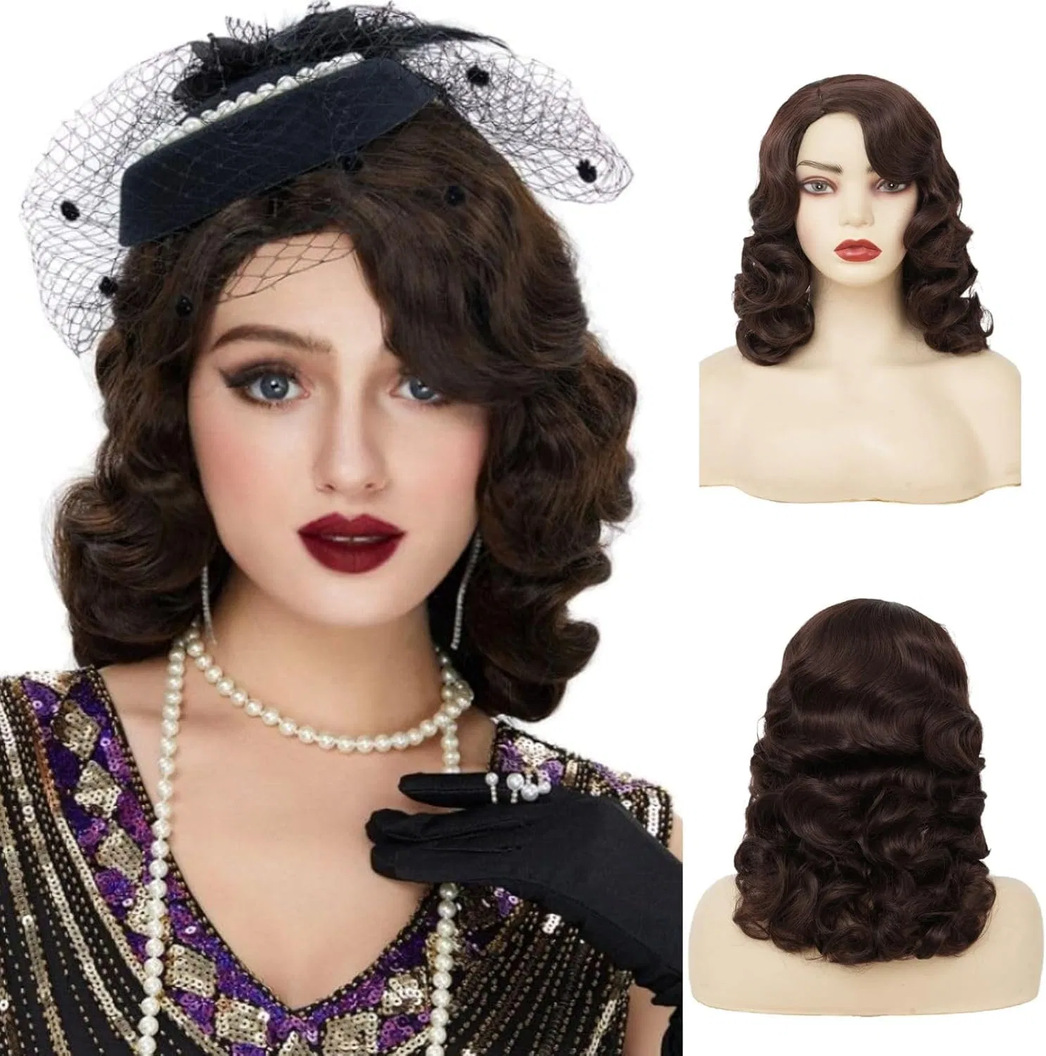 Женский длинный волнистый парик «Finger Wave» Salaibs, Brown Long