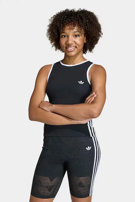 Топ детский из эластичного хлопка Adidas Originals, черный
