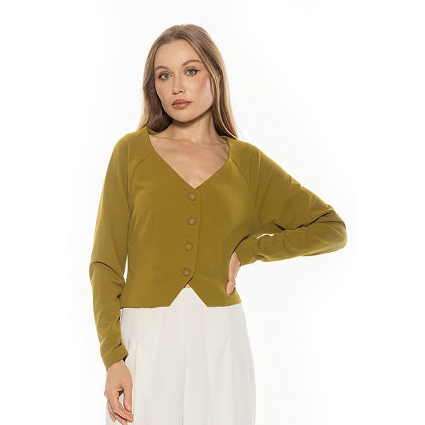 

Женский свитер с пуговицами и V-образным вырезом Alexia Admor, Sage