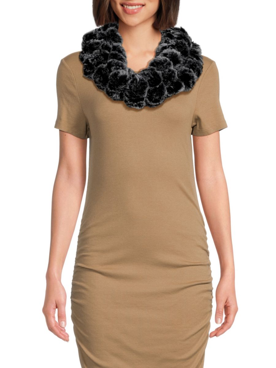 

Шарф с помпонами из искусственного меха Saks Fifth Avenue, цвет Black Frost